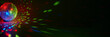 Leinwandbild Motiv Glittering mirror disco ball. Nightclub. For advertising or web design. Entertainment, disco or music show extra wide panorama banner background