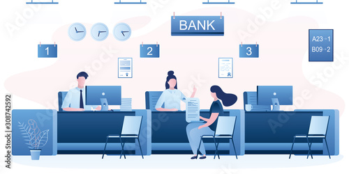 Fotomural Bank managers and customers characters
