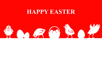 Sticker - Easter banner with chickens and eggs