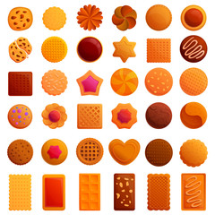 Poster - Cookie icons set. Cartoon set of cookie vector icons for web design