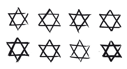 Wall Mural - Star of David, set. Hand drawn illustration. Grunge star of David.