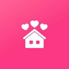 Wall Mural - home with hearts, vector logo icon