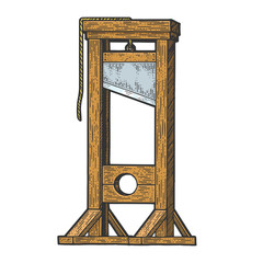 Wall Mural - Guillotine medieval execution sketch engraving vector illustration. T-shirt apparel print design. Scratch board imitation. Black and white hand drawn image.