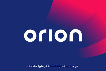 orion, abstract technology science alphabet lowercase font. digital space typography vector illustra