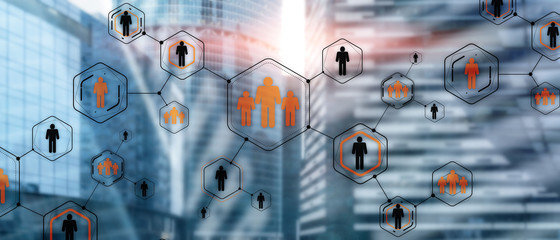 Wall Mural - people icons social network. orange and black people icons.