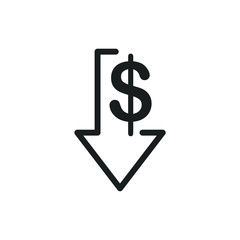 Aufkleber - Cost reduction icon template color editable. Dollar Down symbol vector sign isolated on white background. Simple logo vector illustration for graphic and web design.