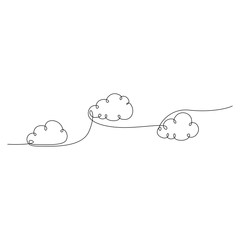 Wall Mural - Continuous one line clouds floating in the sky. vector illustration.