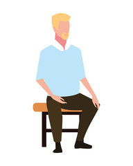 Sticker - young man sitting in chair on white background