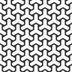 Abstract seamless pattern. Geometric tiles with triple weaving elements.