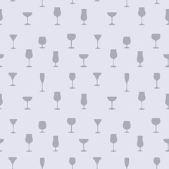 Seamless pattern with silhouettes of various cocktail glasses. Vector illustration