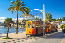The Famous Orange Tram Runs From Soller To Port De Soller, Mallorca, Spain