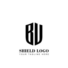 Initial Letter BU Shield Logo Template
