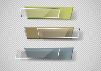Aufkleber - Reflecting glass banner. Gloss reflection 3d panel or clear text box banner on transparent display background vector