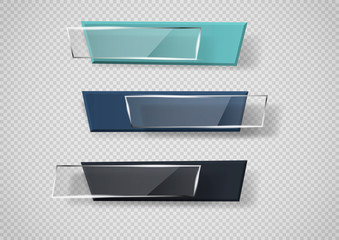 Aufkleber - Reflecting glass banner. Gloss reflection 3d panel or clear text box banner on transparent display background vector