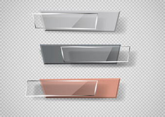 Aufkleber - Reflecting glass banner. Gloss reflection 3d panel or clear text box banner on transparent display background vector
