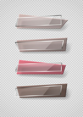 Aufkleber - Reflecting glass banner. Gloss reflection 3d panel or clear text box banner on transparent display background vector