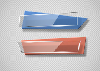 Aufkleber - Reflecting glass banner. Gloss reflection 3d panel or clear text box banner on transparent display background vector