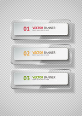 Aufkleber - Reflecting glass banner. Gloss reflection 3d panel or clear text box banner on transparent display background vector