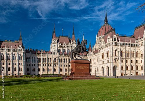 The Hungarian Parliament with blue sky