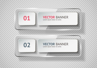 Aufkleber - Reflecting glass banner. Gloss reflection 3d panel or clear text box banner on transparent display background vector