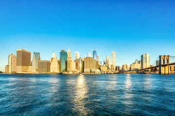 Wall Mural - New York City Lower Manhattan at Sunrise, View from Brooklyn, New York