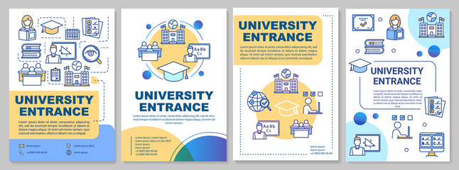 Wall Mural - University entrance brochure template. High school acceptance. Flyer, booklet, leaflet print, cover design with linear icons. Vector page layouts for magazines, annual reports, advertising posters