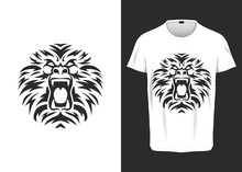 Abstract Baboon Yawning In Tribal Vector Illustration For T-shirt Prints, Posters, Apparel, And Other Uses