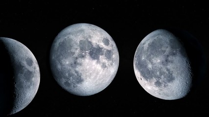 Wall Mural - seamless animation of moon phases with stars and milky way in the background. elements of this image