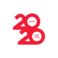 Wall Mural - Happy New Year 2020 logo text design. Cover of business diary for 2020 with wishes. Brochure design template, card, banner. Vector illustration. Isolated on white background.