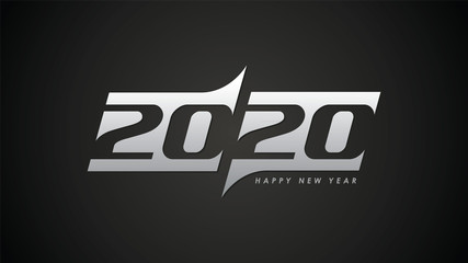 Wall Mural - Happy New Year 2020 logo text design. Cover of business diary for 2020 with wishes. Brochure design template, card, banner. Vector illustration. Isolated on white background.