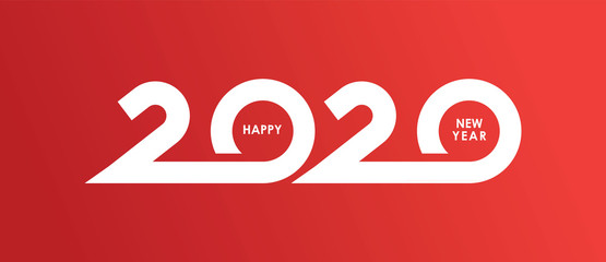 Wall Mural - Happy New Year 2020 logo text design. Cover of business diary for 2020 with wishes. Brochure design template, card, banner. Vector illustration. Isolated on white background.