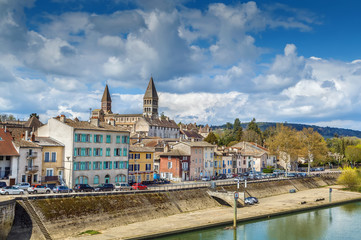 Fototapete - View of Tournus, France