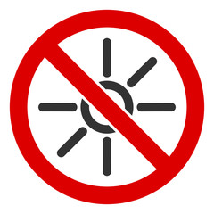 No sun light vector icon. Flat No sun light pictogram is isolated on a white background.