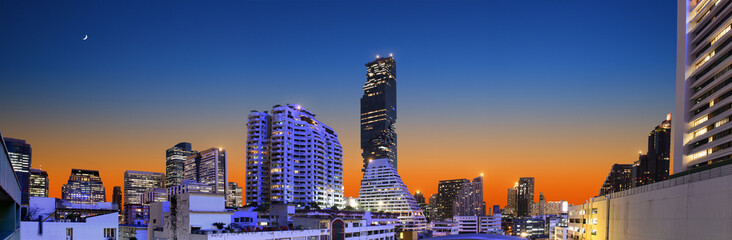 Bangkok city skyline, MahaNakhon tower is tallest buildings in Thailand, Silom area, Bangkok Thailand