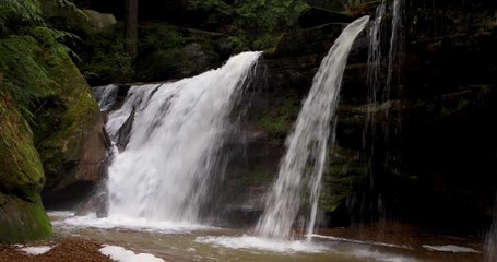 Wall Mural - Hidden Falls, a beautiful waterfall in the Hocking Hills of Ohio, flows full with spring rains in this seamlessly looping video footage.