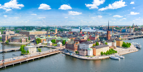 Stockholm old town (Gamla Stan) panorama from City Hall top, Sweden Canvas Print