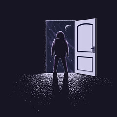 Wall Mural - astronaut and door to space