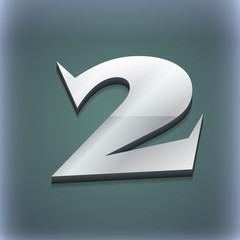 number two icon symbol. 3D style. Trendy, modern design with space for your text . Raster