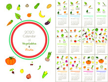 Calendar For 2020 With Monthly Vegetables And Fruits