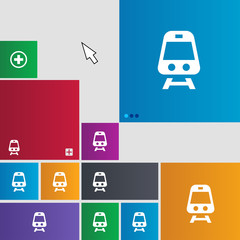 Train icon sign. Metro style buttons. Modern interface website buttons with cursor pointer. 