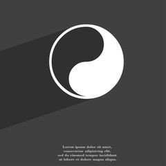 Yin Yang icon symbol Flat modern web design with long shadow and space for your text. 