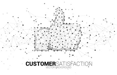 Poster - thumb up icon from dot connect line polygon network. concept of customer satisfaction , client rating and ranking.