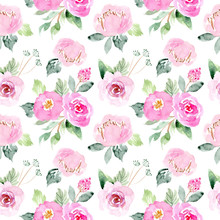 Sweet Pink Floral Watercolor Seamless Pattern