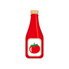 Bottle of tomato ketchup vector illustration with flat design isolated on white background 