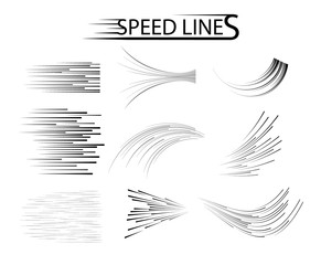 Fototapete - Speed Line Set. Vector design elements isolated on light background.