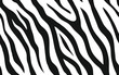 Zebra stripes seamless pattern. Tiger stripes skin print design. Wild animal hide artwork background. Black and white vector illustration.