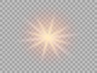The yellow light of the sun, the flash of a star. Soft, glow transparent rays. Vector design element on isolated background.