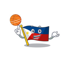 Canvas Print - Mascot of flag philippines cartoon character style with basketball