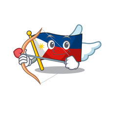 Wall Mural - Cute flag philippines Cupid cartoon character with arrow and wings