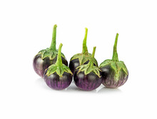 Fresh Purple Eggplant Isolated On A White
